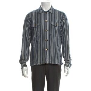 Corridor Indigo Stripe Mens XXL Jacket Denim Cotton Heavy Overshirt Streetwear